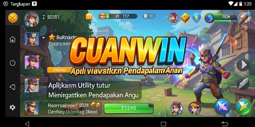 Tampilan aplikasi CUANWIN dengan fitur-fitur utama yang menarik.