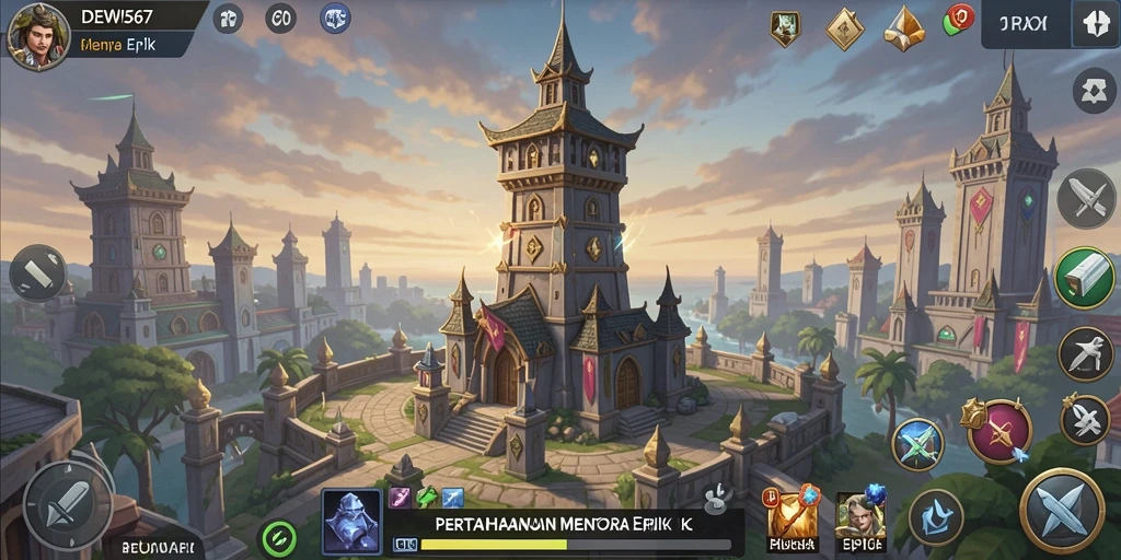 Tampilan menarik dari gameplay DEWI567 Tower Defense yang mendebarkan.