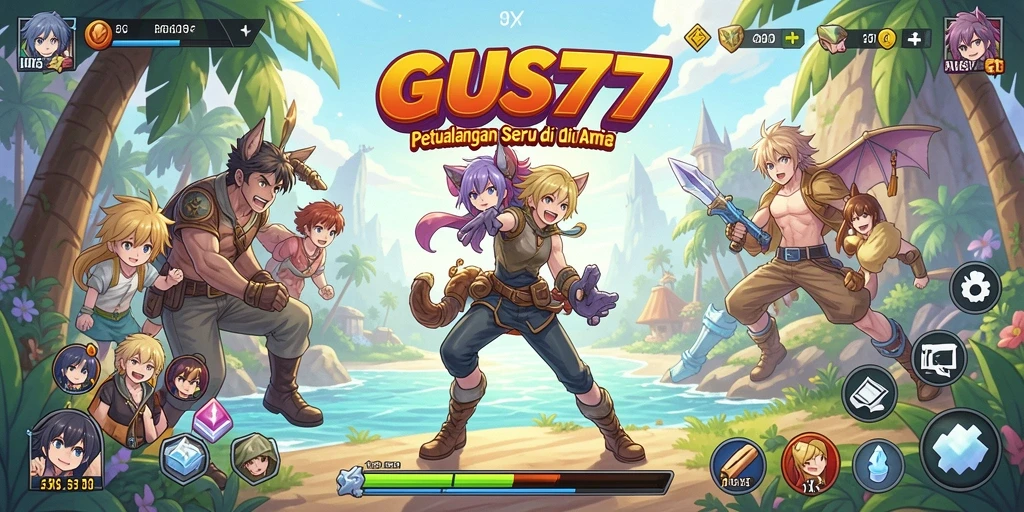 Tampilan gameplay GUS77 dengan karakter anime yang menawan.