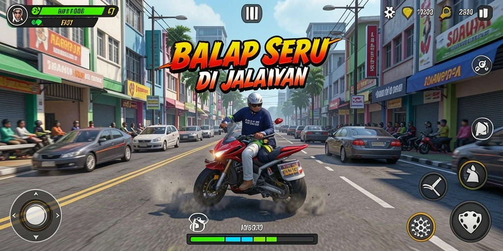 Tampilan gameplay seru di HARAPJP dengan aksi balap yang mendebarkan.