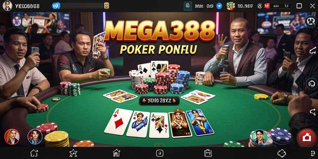 Tampilan gameplay seru di MEGA388 Poker.